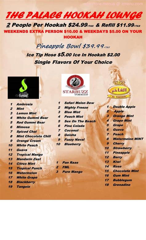 Online Menu of The Palace Hookah Lounge Restaurant, Sacramento, California, 95816 - Zmenu