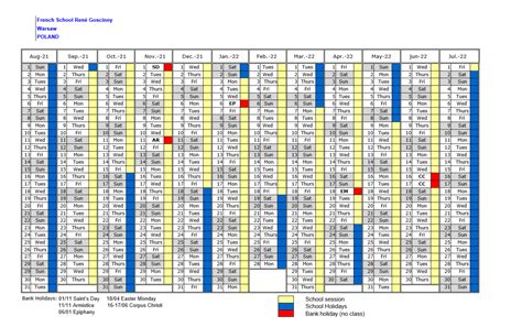 School calendar - The French School in Warsaw (LFV)The French School in Warsaw (LFV)