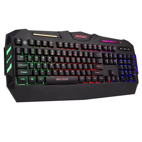 ENHANCE Infiltrate KL1 LED Gaming Keyboard - Multi Color Backlit Keyboard - Water Resistant ...