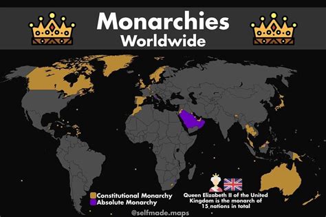 Monarchies Worldwide (credits to selfmade.maps) | Monarchy, Worldwide ...