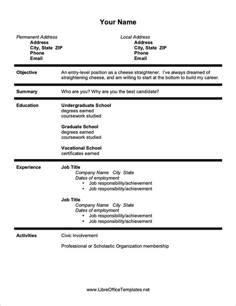 Professional Openoffice Resume Template / 15 Libreoffice Openoffice ...