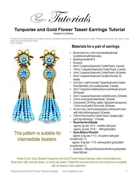 Beaded Tassel Earrings Tutorial With Beaded Flower Posts - Etsy