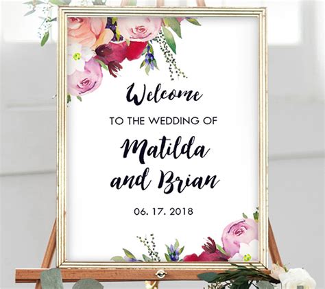 Free Wedding Welcome Sign, Floral, Instant Download Printable ...