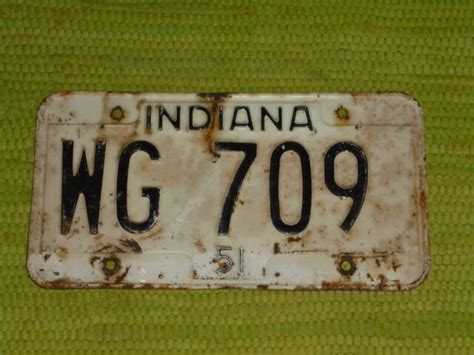 1951 Indiana License Plate 51 IN Tag WG 709 | eBay