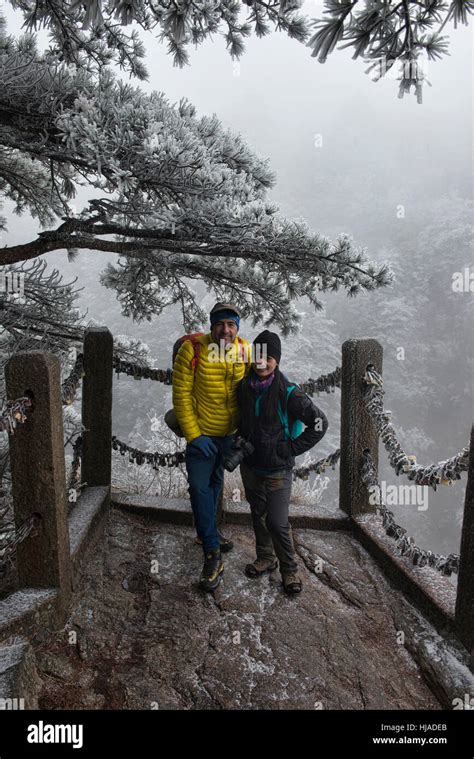 Enjoying winter wonderland, Huangshan National Park, Anhui, China Stock Photo - Alamy