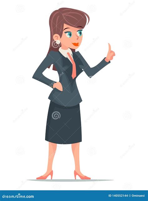 Businesswoman Cute Female Manager Creative Business Idea Finger Up ...