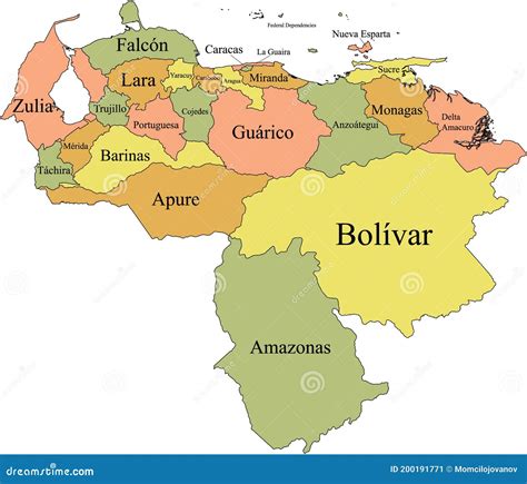 Mapa De La División Administrativa De Venezuela Ilustración del Vector - Ilustración de uruguayo ...