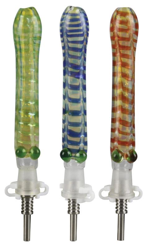 Glass Dab Straw w/ 10mm Titanium Tip - 6" / Colors Vary