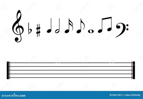 Music Notes Symbols Set, Staves And Note Lines Cartoon Vector ...