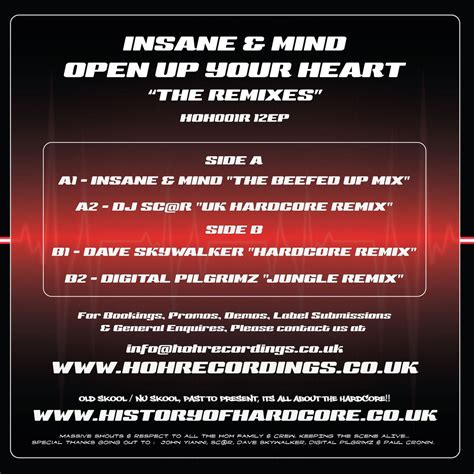 Open Up Your Heart "The Remixes" - HOH001R 12EP | Insane & Mind