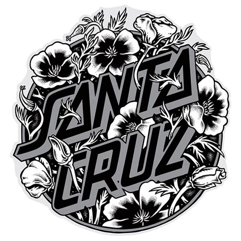 Santa Cruz Cali Poppy Dot Decal Sticker - Black/Grey - 3in x 3.125in – SkateAmerica