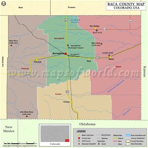 Baca County Map, Colorado | Map of Baca County, CO