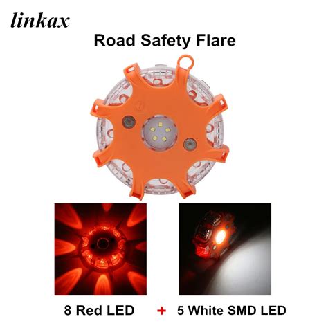 5 White SMD LED+8 Red LED Magnetic LED Emergency Safety Flare Flashing Roadside Emergency Light ...