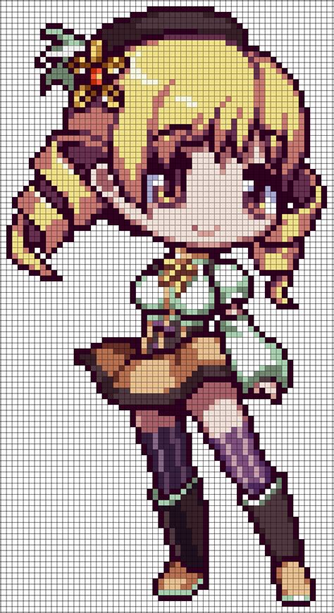 Mami Tomoe - Puella Magi Madoka Magica Perler Pattern by MaddogsCreations | Pixel art grid ...