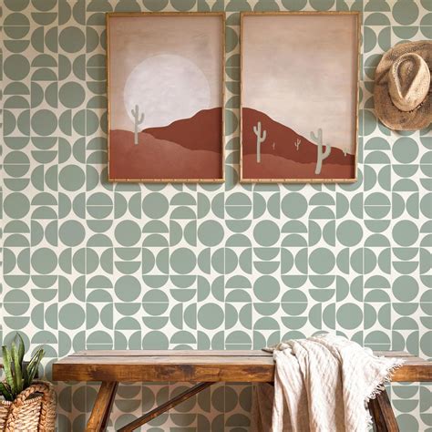 Sage Green Geometric Removable Wallpaper | Livettes