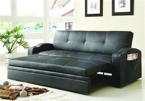 Fun Leather Pull Out Sofa Extra Long Chaise Lounge