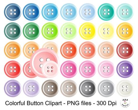 36 Button Clipart Colorful Button Clip Art Button | Etsy