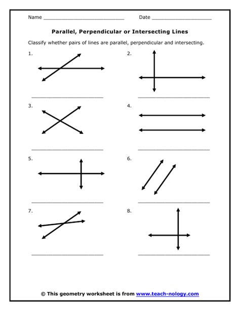 Parallel, Perpendicular or Intersecting Lines