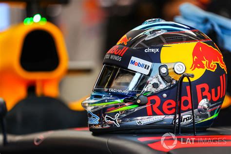 The helmet of Daniel Ricciardo, Red Bull Racing RB13 at Monaco GP