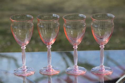 Vintage PINK Optic Glass Wine Glasses, Set of 7, Vintage Pink ...