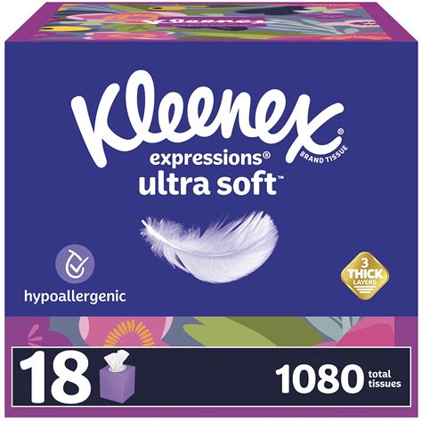 Kleenex Expressions Ultra Soft Facial Tissues, 18 Cube Boxes, 60 Tissues per Box, 3-Ply (1,080 ...