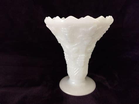 Vintage Anchor Hocking White Milk Glass Vase with Grape and | Etsy | Milk glass vase, White milk ...