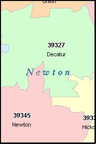 NEWTON County, Mississippi Digital ZIP Code Map