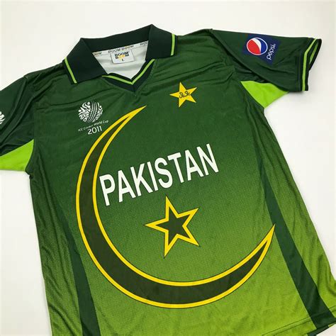 NEW Pakistan National Cricket Jersey Size Large Green Dry Fit Polo ...