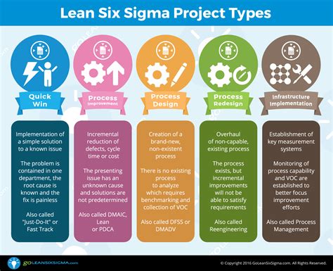 Lean Six Sigma Project Types - GoLeanSixSigma.com | Lean Six Sigma Infographics | Pinterest