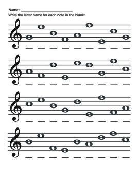 Treble Clef Lines and Spaces - FREE Worksheets | Music theory worksheets, Music worksheets ...