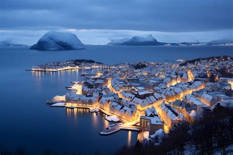 Premium AI Image | Astonishing and beautiful lights of city in Norway ...