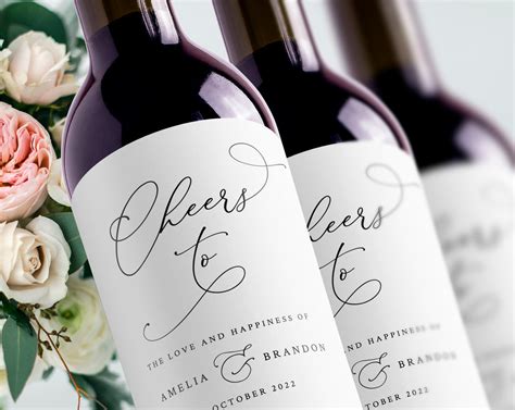 Wedding Wine Bottle Label Template, Custom Wine Bottle Label Sticker ...