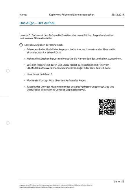Arbeitsblatt - Kopie von: Reize und Sinne untersuchen - tutory.de