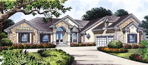 Plan 6426HD: Traditional Stone and Stucco | Stucco homes, House plans, Double entry doors