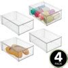 Mdesign Clarity Plastic Stacking Closet Storage Organizer Bin With Drawer, Clear - 8 X 12 X 4, 4 ...