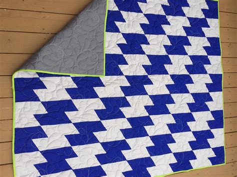 Geometric Modern Grey and Blue Quilt Modern Quilt New Style - Etsy