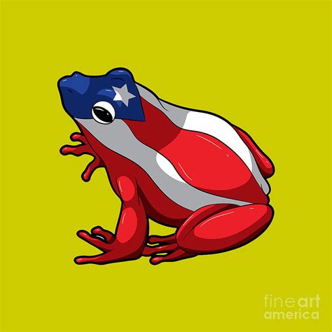 Puerto Rican Flag With Coqui Drawing