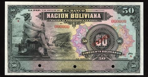 Bolivia $50 Bolivian Bolivianos banknote 1911 Mercury|World Banknotes & Coins Pictures | Old ...