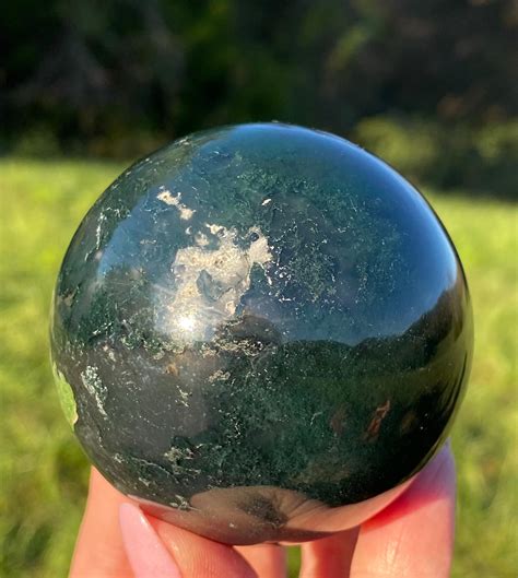 60mm Green Moss Agate Sphere Stone Orb Crystal Ball 02 | Etsy