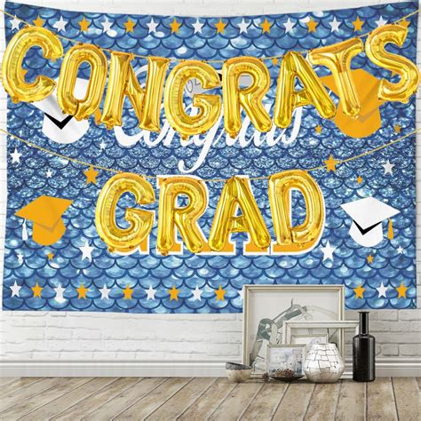 Congrats Grad Banner with GRAD Balloons - Graduation Banner Graduation Backdrop 2023 for ...