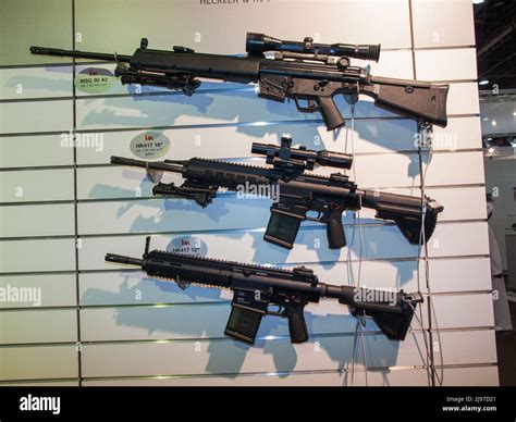 Abu Dhabi, UAE - Feb.23. 2011: Heckler Koch MSG90 A2 sniper rifle ...