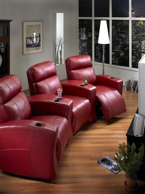 Leather Theater Seat recliners with cupholders and power mechanisms # ...