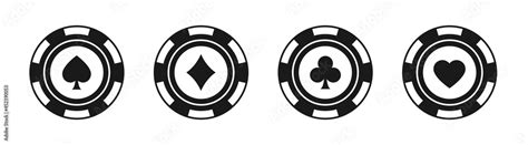 Poker chips black icons vector set. Isolated Casino poker chip logo. Poker symbols with spades ...