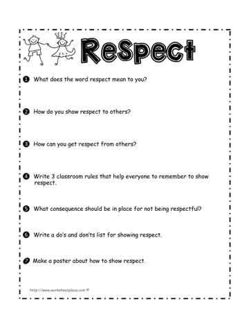 Respect Worksheet | Teaching respect, Teaching kids respect, Respect ...