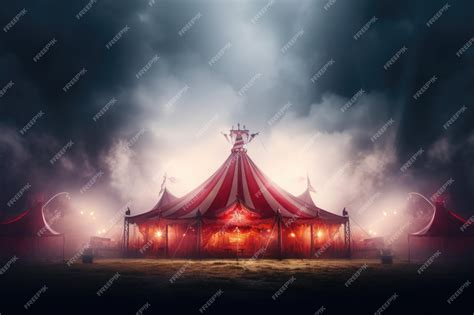 Circus tent with illuminations lights at night Cirque facade Festive attraction | Premium AI ...