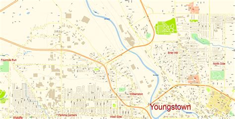 Youngstown Area Map Vector extra detailed City Plan editable Illustrator