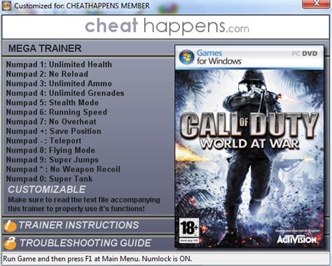 KenhondarPukeva: Cheat Trainer Call of Duty World at War v1.0.0.1