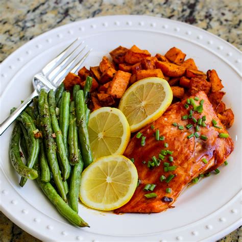 Sheet Pan BBQ Salmon with Chipotle Sweet Potatoes and Green Beans - Ally's Cooking