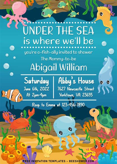 9+ Under The Sea Themed Birthday Invitation Templates | Ocean birthday invitations, Sea birthday ...