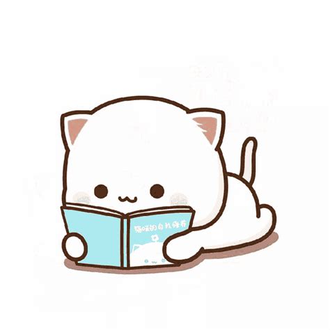 a cartoon cat reading a book while laying down